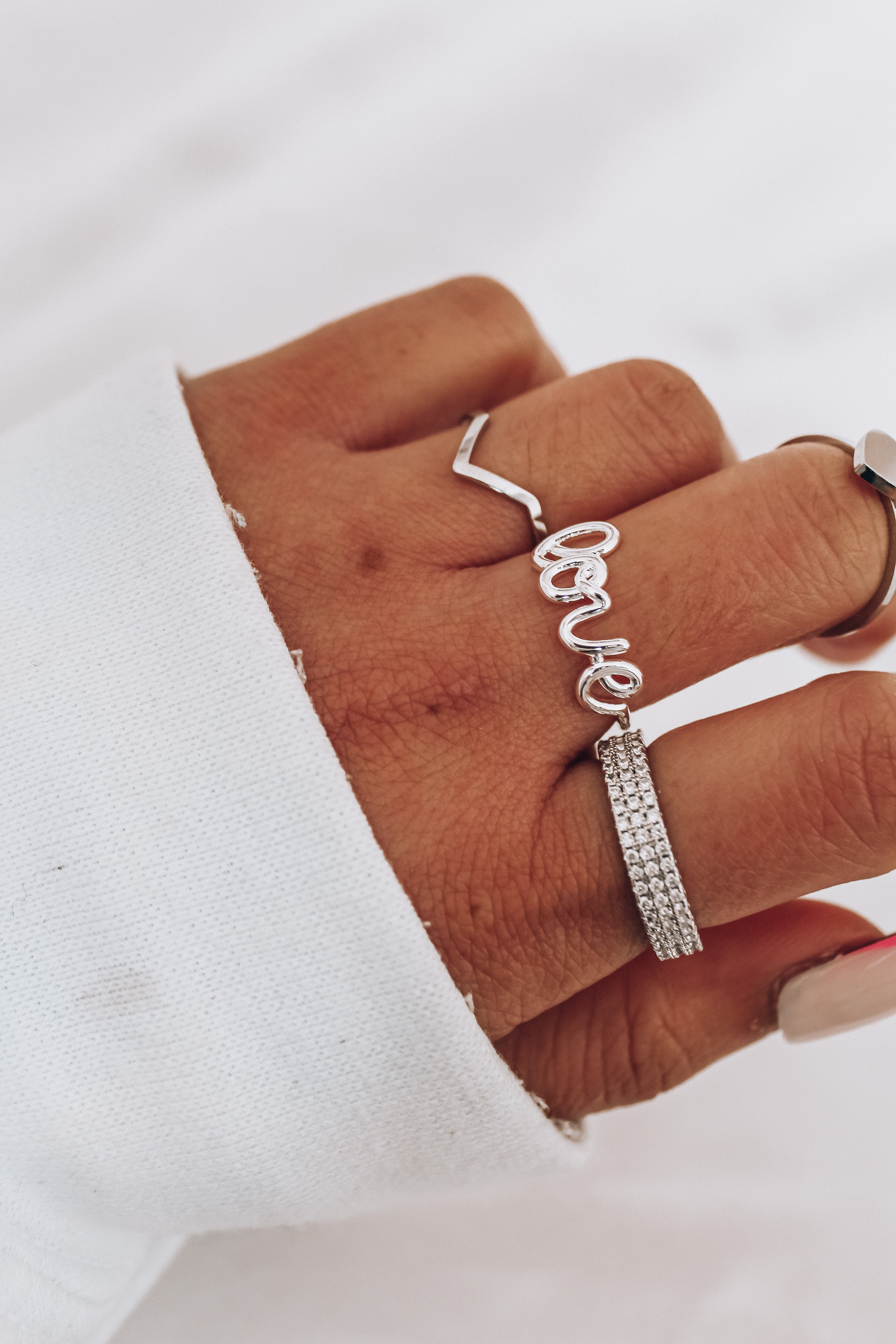 DARE 925 Silver Diamante Fashion Ring